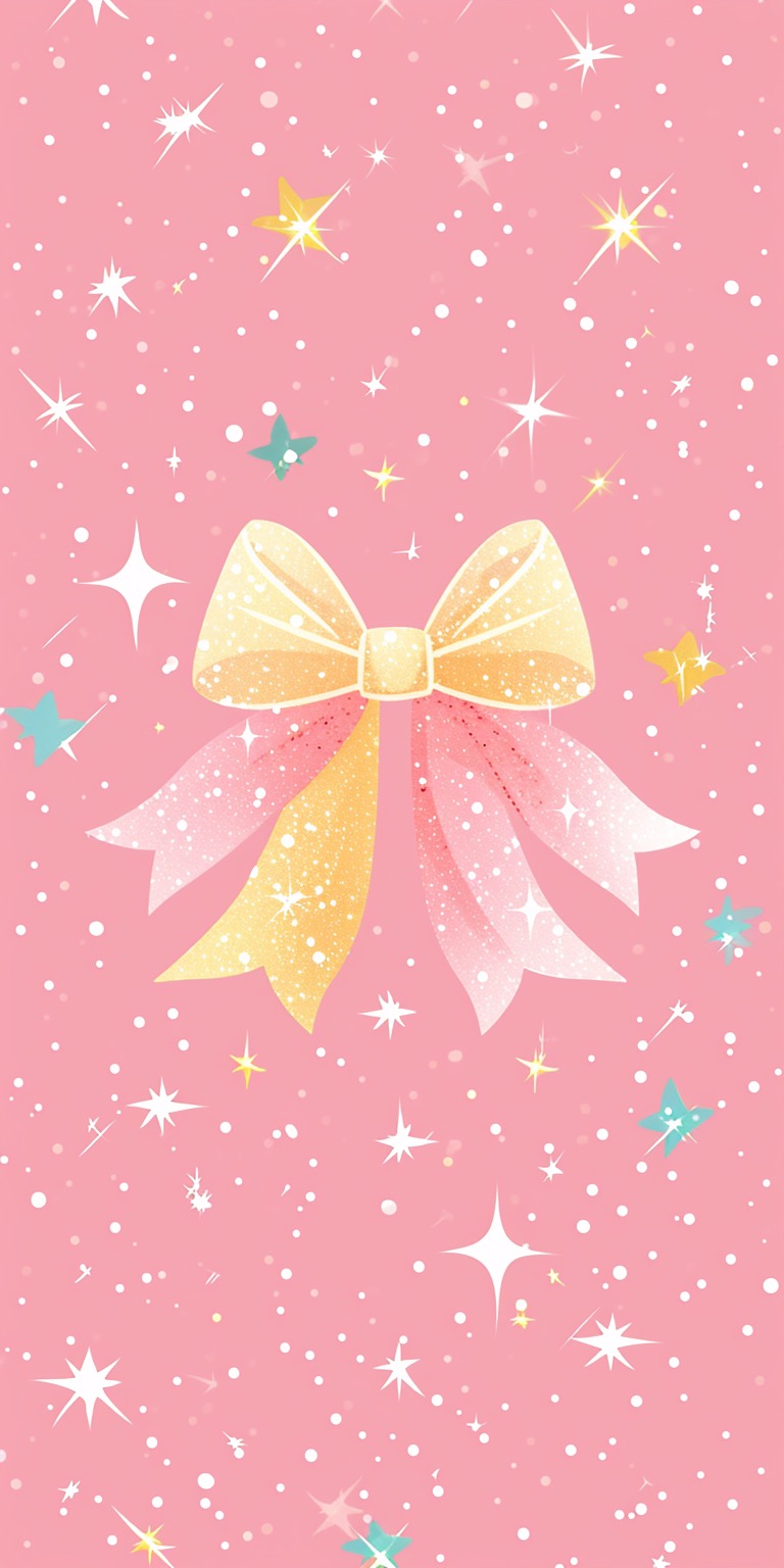 Cute glitter & whimsy illustrated bow wallpapers
