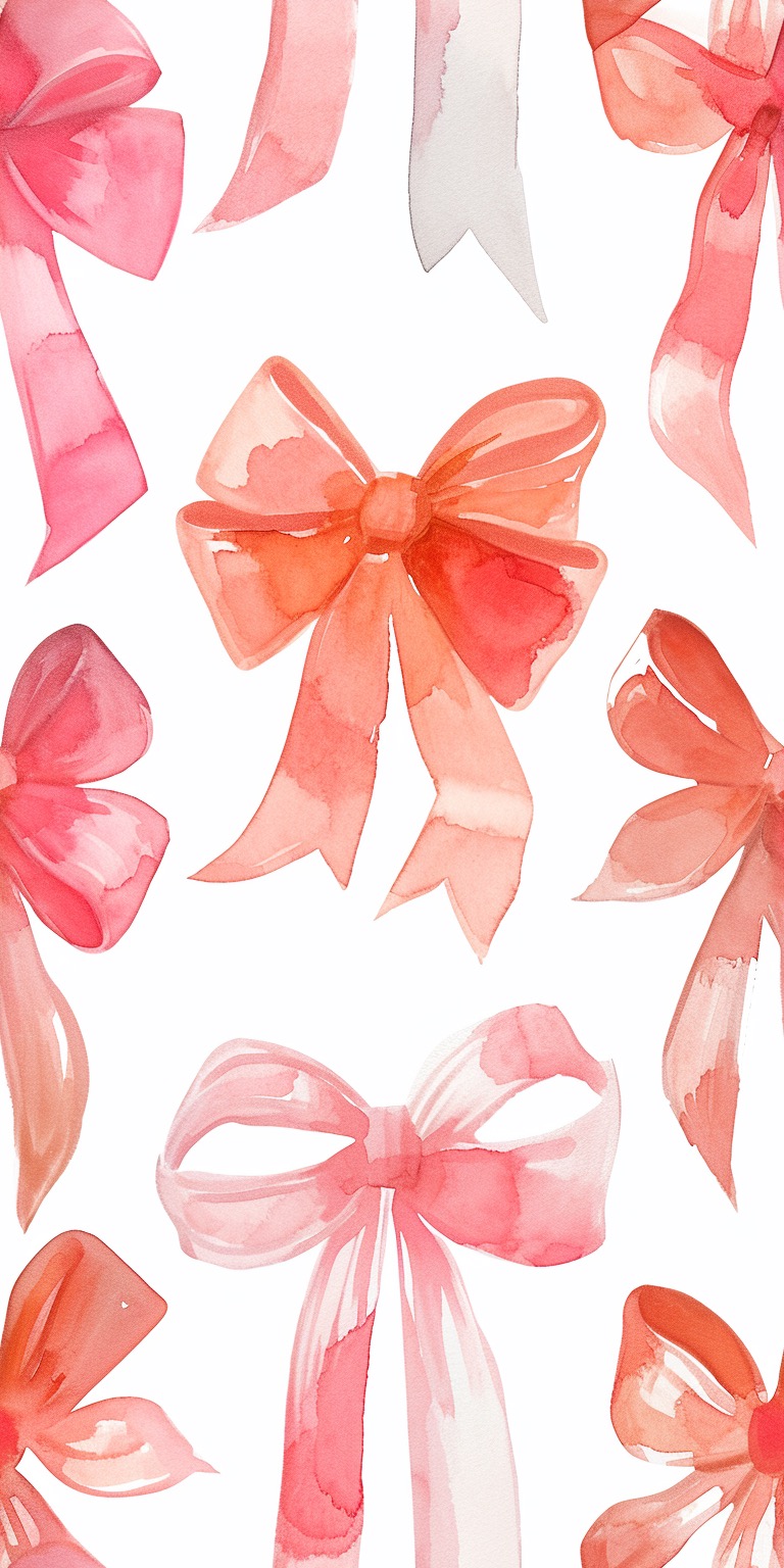 Multicolor watercolor bow pattern phone wallpapers