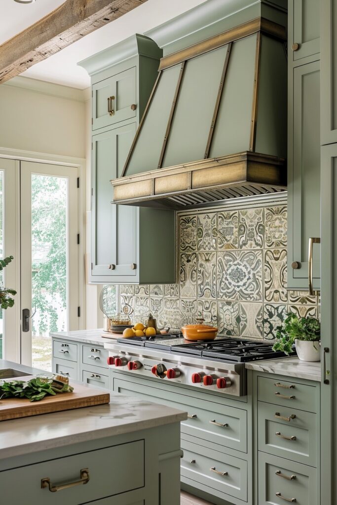 European Inspired Kitchen with Ornate Artisanal Tiles