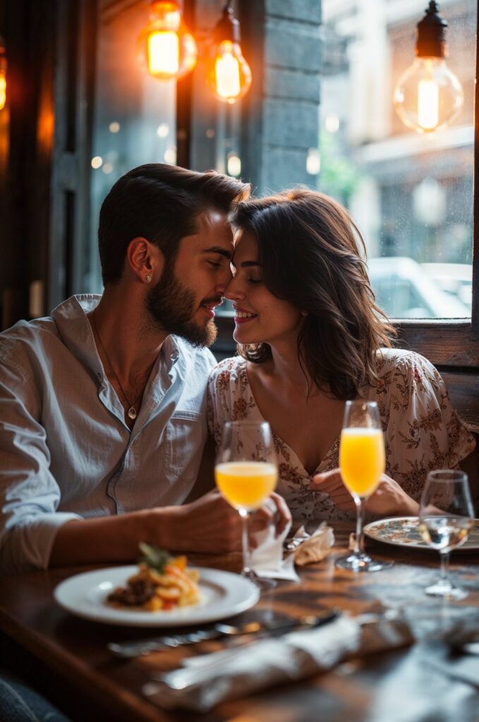 Couple in love at brunch