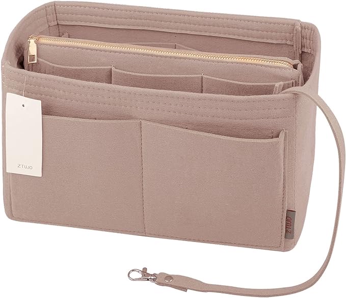 Tote organizer insert with pockets & zippers