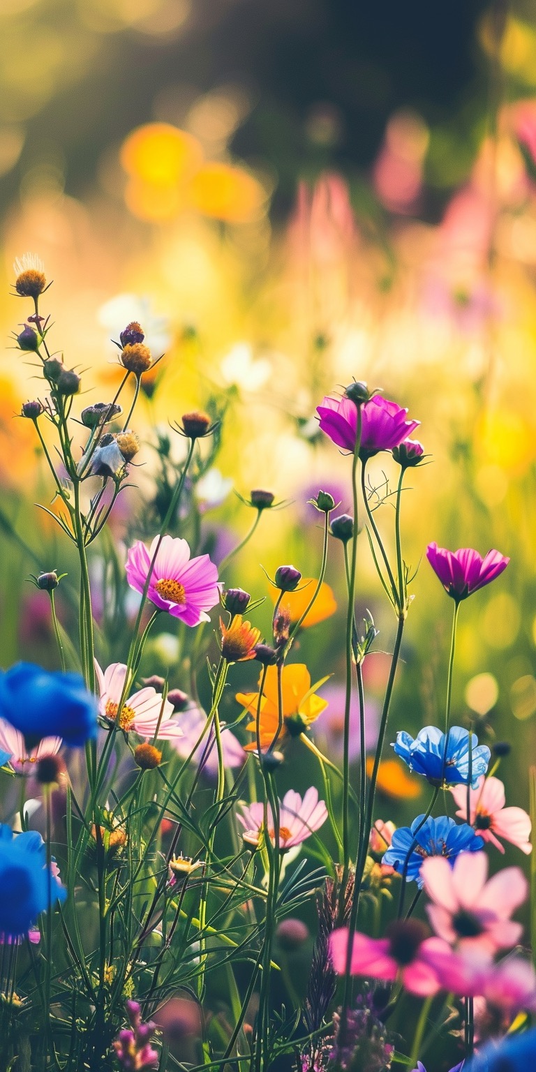 Bright vintage colors inspired flower iPhone wallpapers