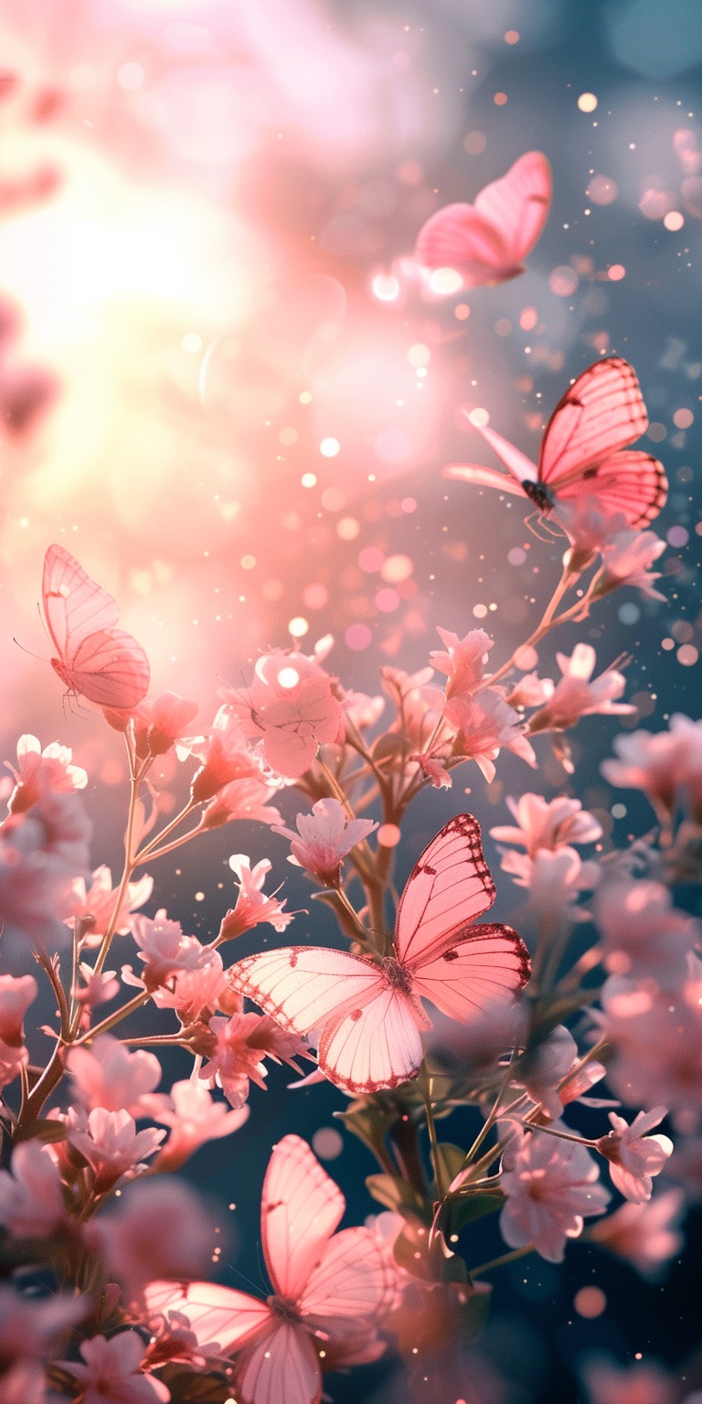 Spring wallpapers with butterflies & bokeh