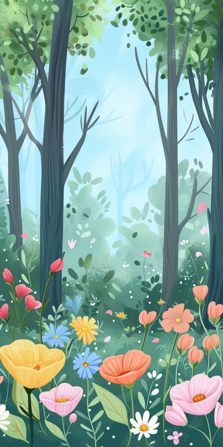 Spring enchanted forest illustration wallpapers