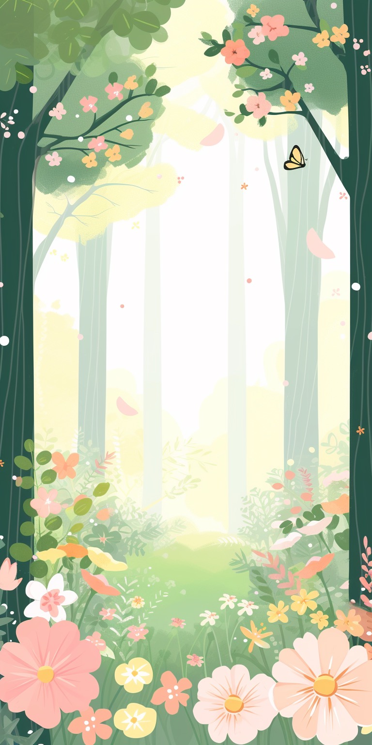Spring enchanted forest illustration wallpapers