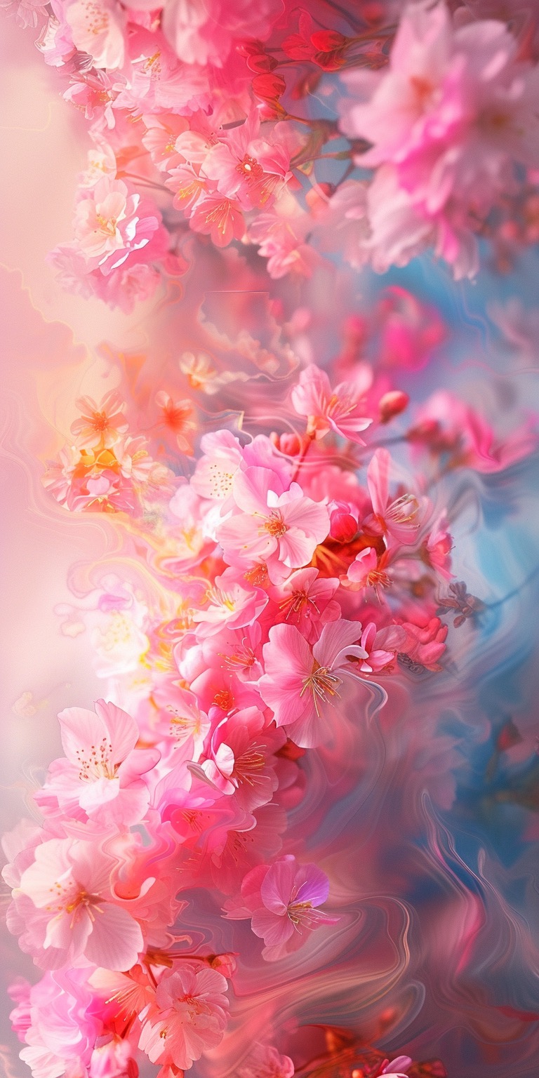 Bright pink Japanese Cherry Blossoms iPhone wallpaper