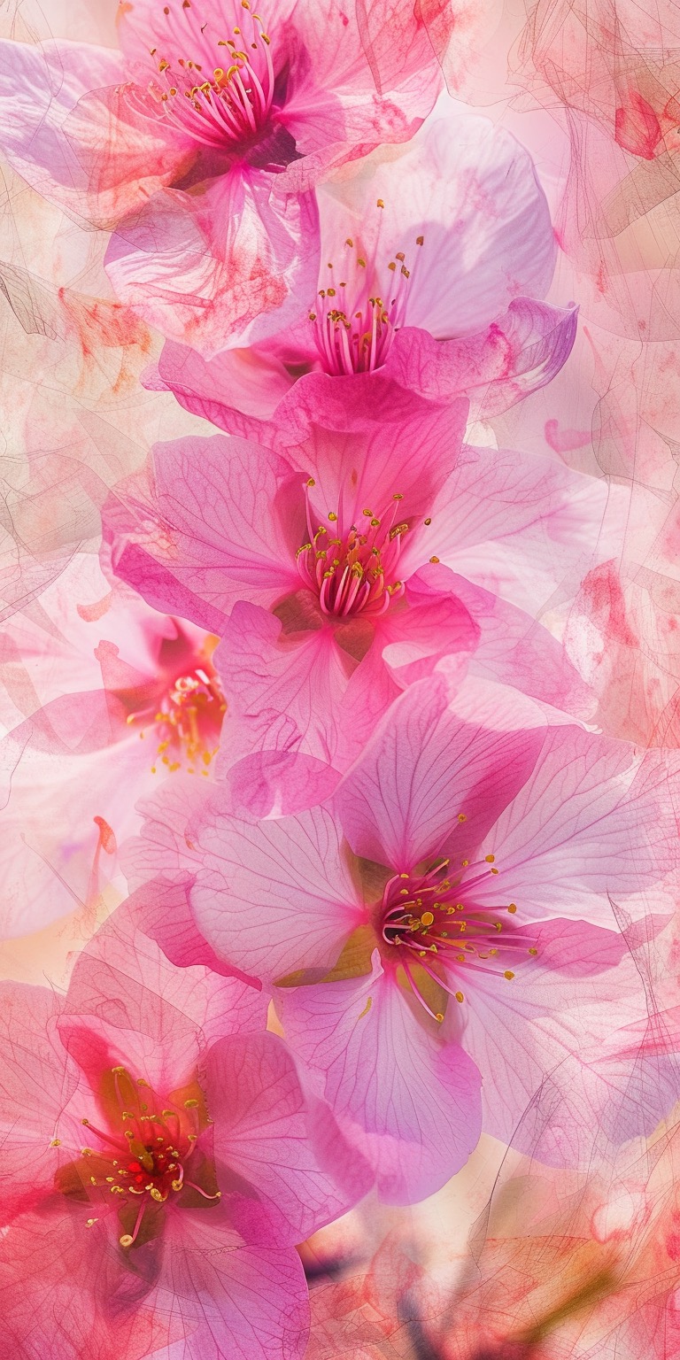 Bright pink Japanese Cherry Blossoms iPhone wallpaper